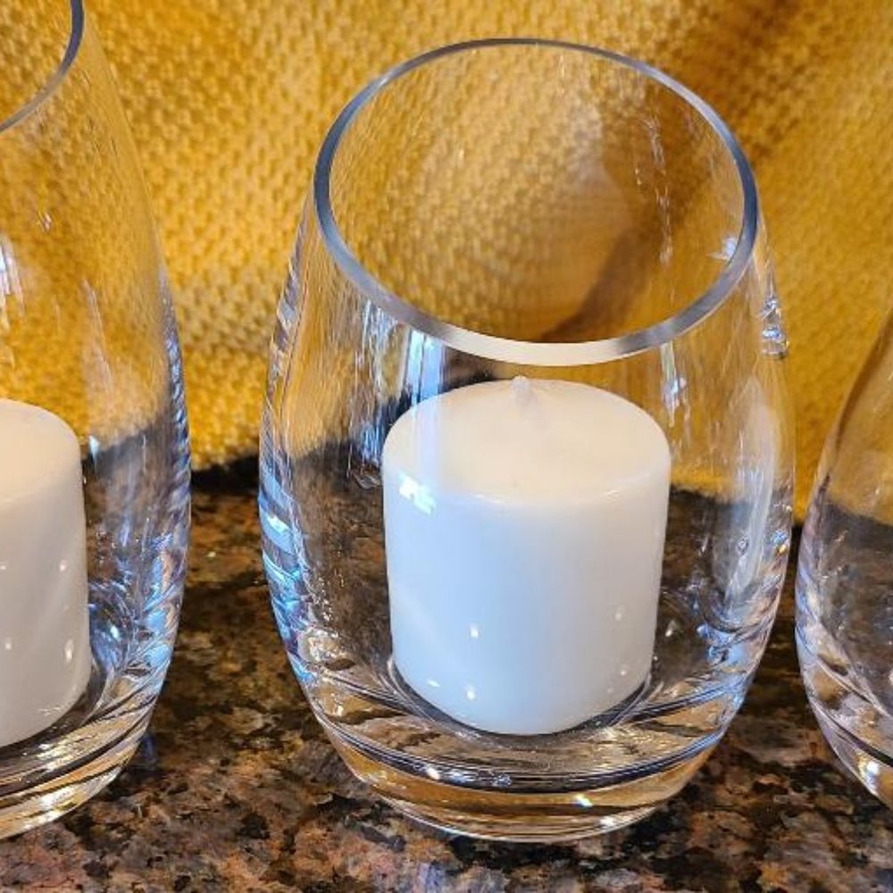 3 Modern Glass Candleholders With Votive Candles